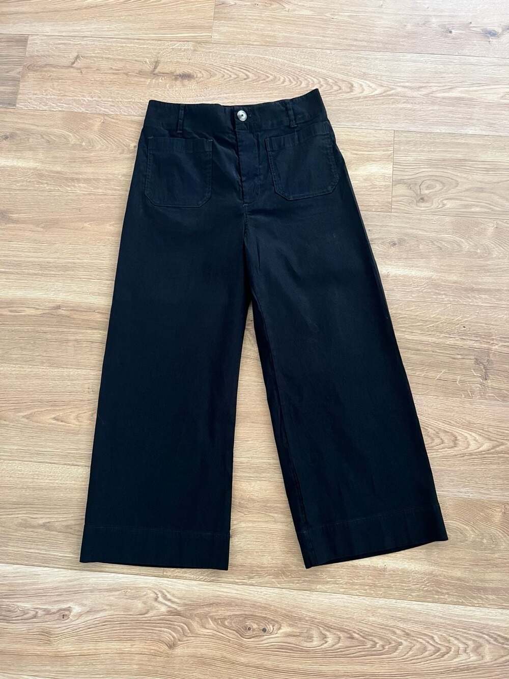 Maeve by Anthropologie The Colette Cropped Wide-Leg Pants Black Size 31